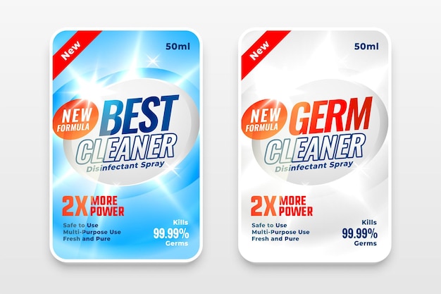 Free Vector cleaning detergent label stickers for product packaging design