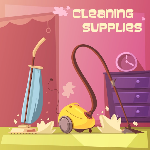 Free Vector cleaning equipment cartoon background