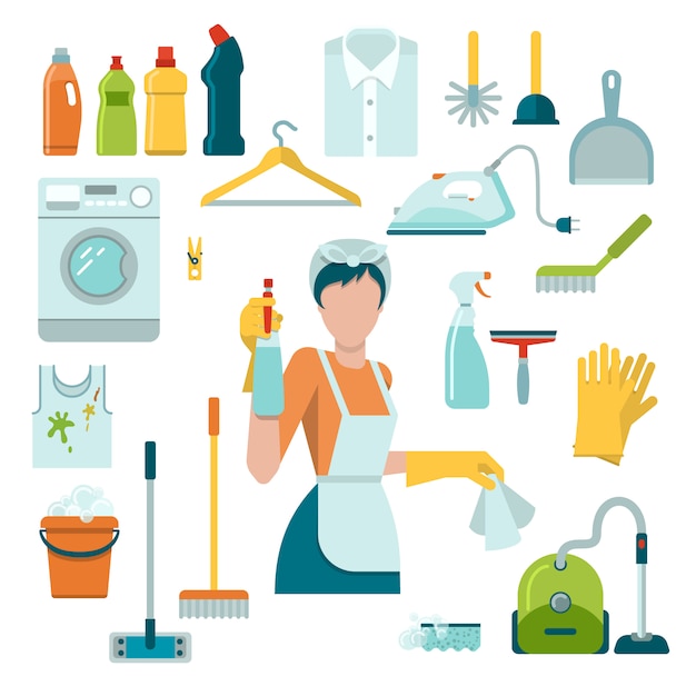 Free Vector cleaning icons set