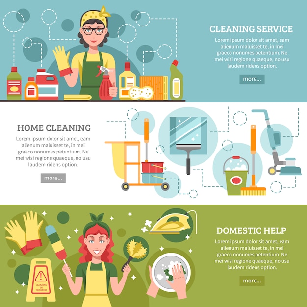 Free Vector cleaning service banner set