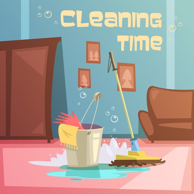 Cleaning service cartoon background