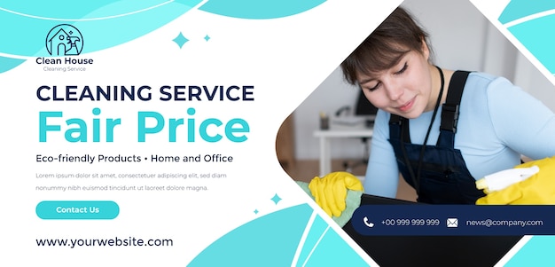 Free Vector cleaning service horizontal banner template design