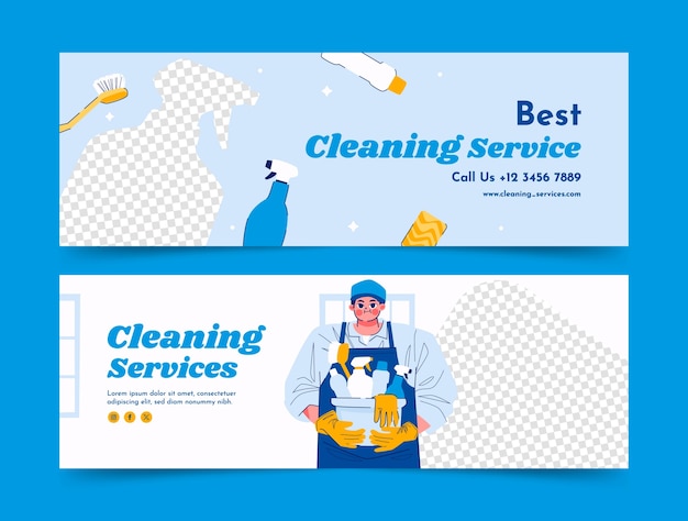 Free Vector cleaning service horizontal banner template design