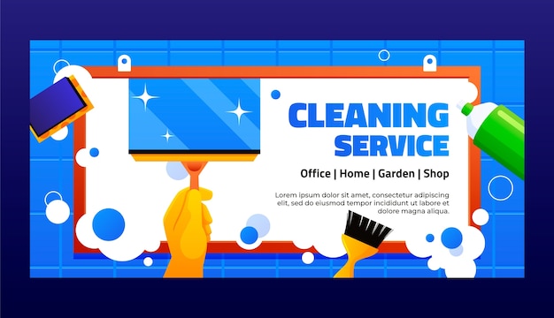 Cleaning service horizontal banner template design