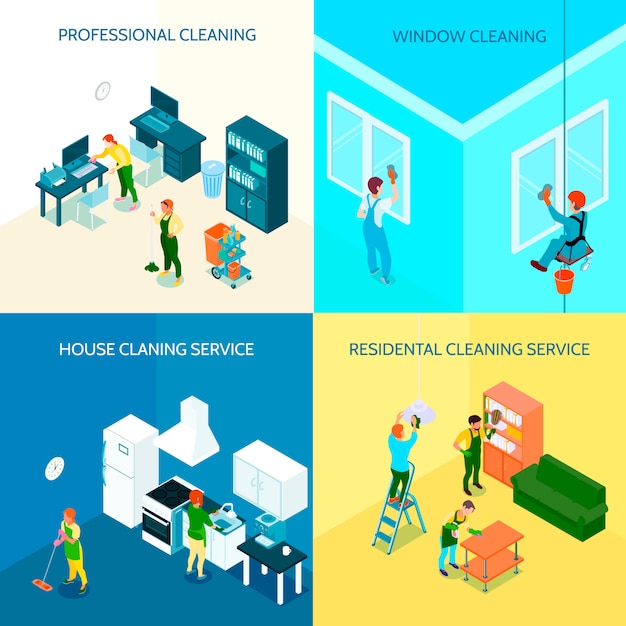 Cleaning Service Isometric composition