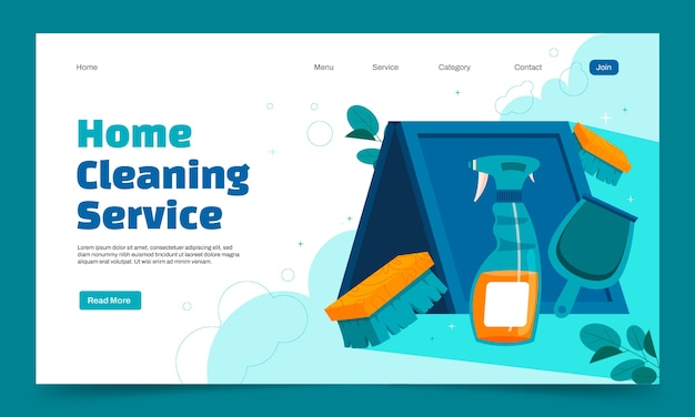 Free Vector cleaning service landing page template design