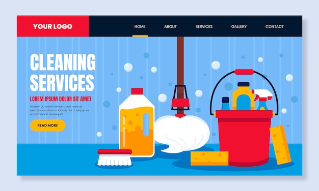 Free Vector cleaning service landing page template design