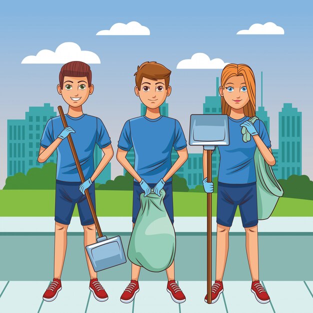 Cleaning service person avatar cartoon character