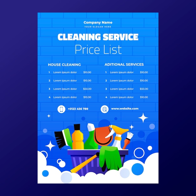 Free Vector cleaning service  price list template design