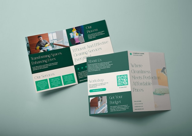 Free Vector cleaning services brochure template design