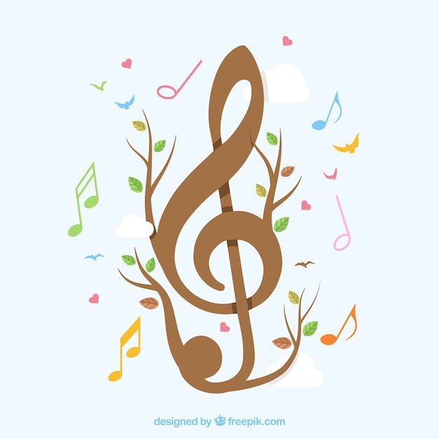 Free vector clef background with branches and leaves