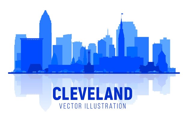 Cleveland Ohio USA silhouette skyline with panorama in sky background Vector Illustration Business travel and tourism concept with modern buildings Image for banner or website