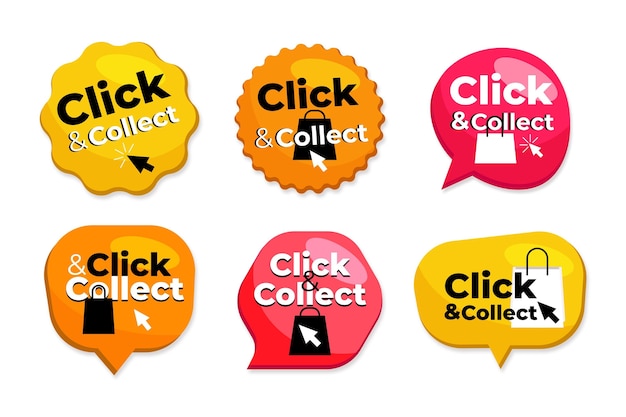 Free Vector click and collect button collection