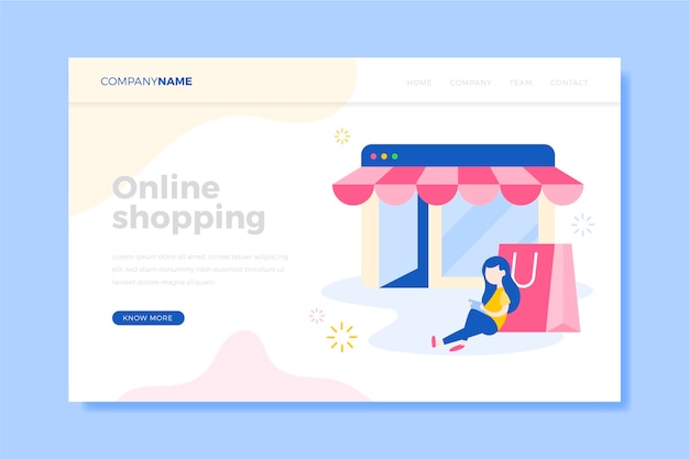 Client with pink bag shopping landing page