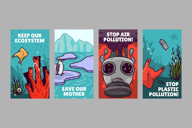 Free Vector climate change instagram story collection