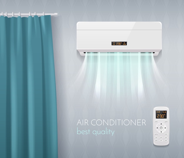 Climate control poster with air conditioning technology symbols realistic  illustration