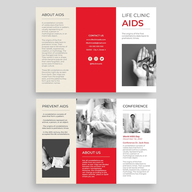 Clinic aids brochure template design