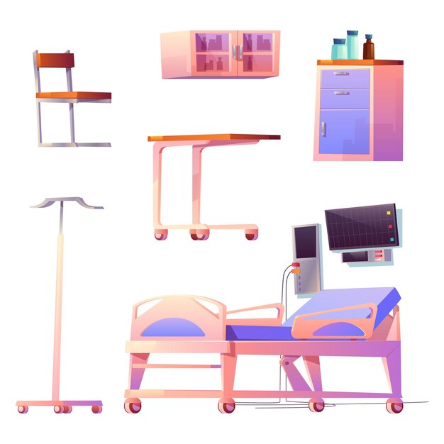 Clinic ward and chamber interior stuff isolated