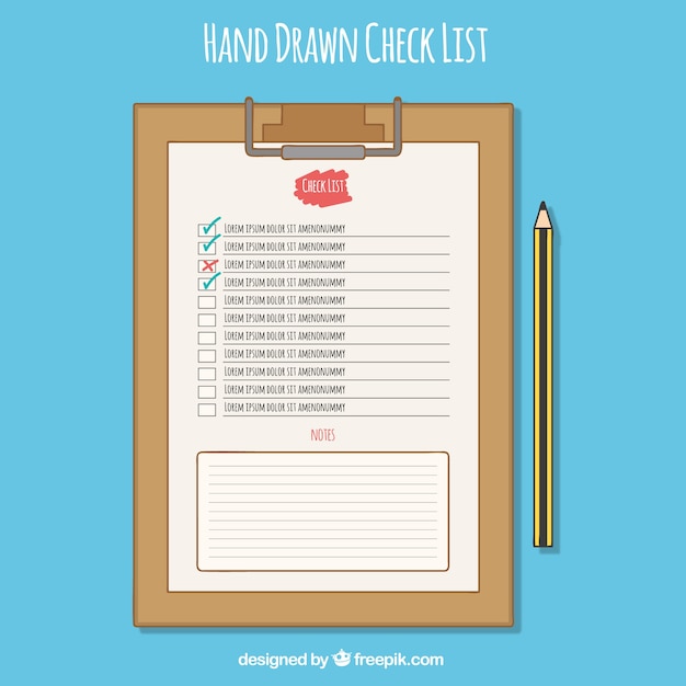 Free Vector clipboard with checklist and pencil