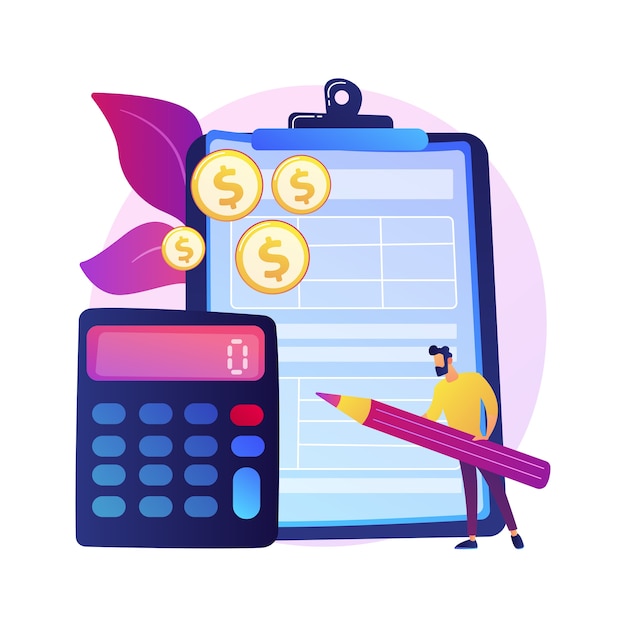 Clipboard with official doc. Managing extra money. Board with paper. Finance planer. Yellow coin stack, money pile, bonus fund. Benefits and prosperity.  isolated concept metaphor illustration.