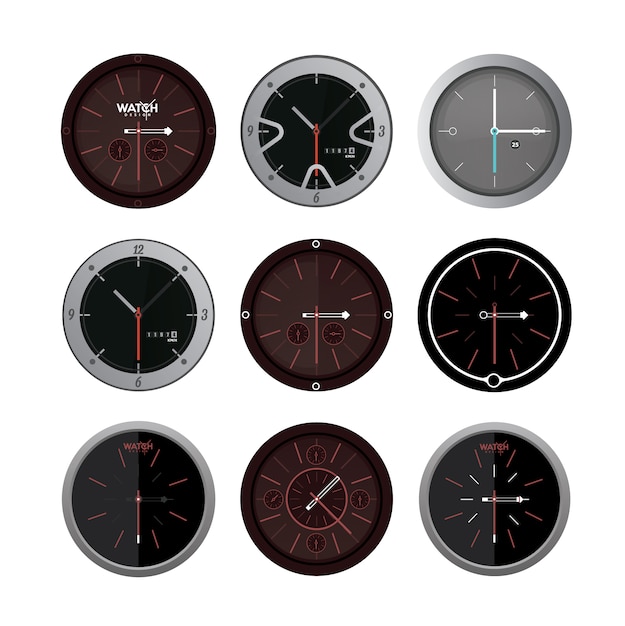 Free vector clock designs collection