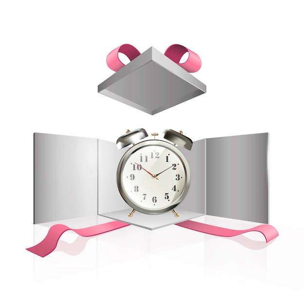 Free Vector clock inside present box