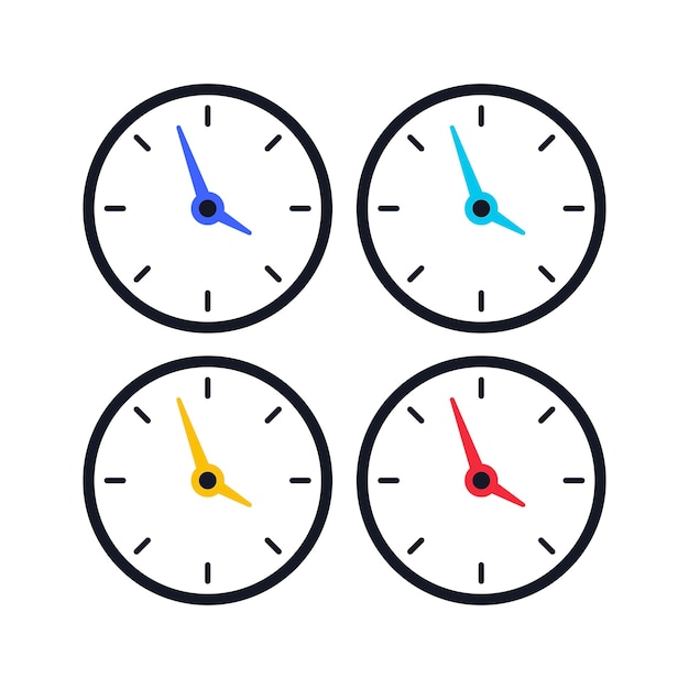 Free Vector clock multiple colour hands set