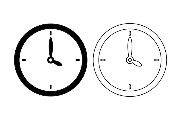 Free vector clock outline and glyph