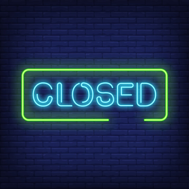 Free Vector closed neon text in frame