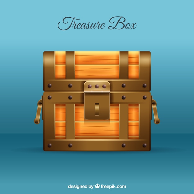 Closed treasure box with realistic style