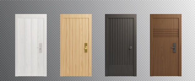 Free vector closed wooden front doors of different colors