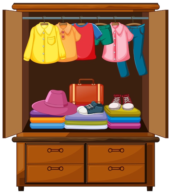 Free vector clothes in the wardrobe