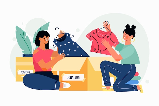 Clothing donation concept flat design