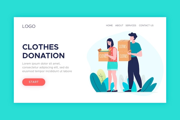 Clothing donation landing page