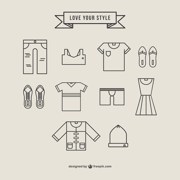 Clothing icons linear style