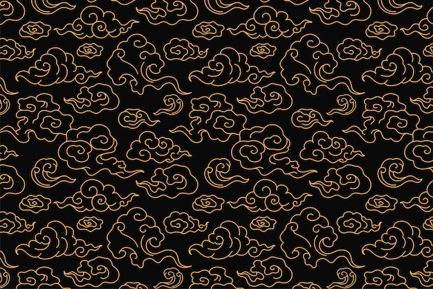 Cloud background, seamless Chinese oriental pattern vector