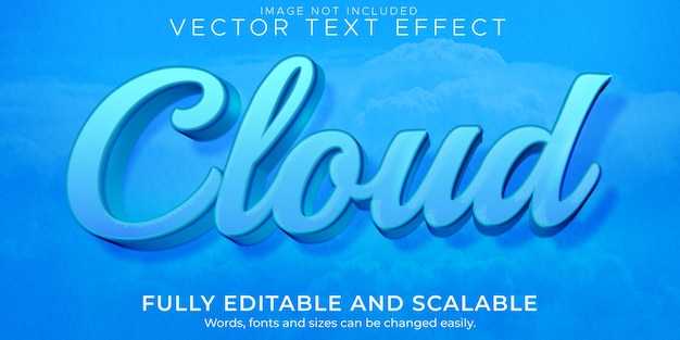 Cloud blue text effect, editable air and sky text style