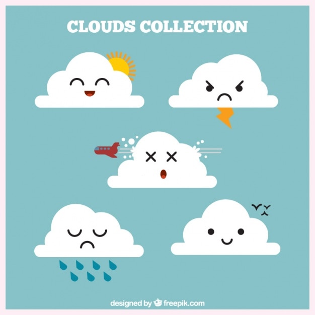 Free Vector cloud collection with weather elements