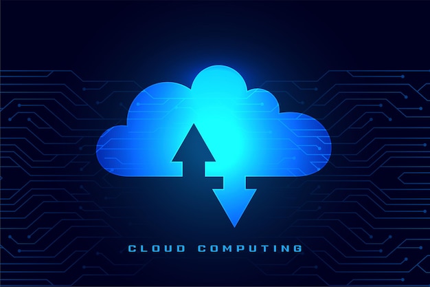 Cloud computing concept with download and upload data streaming