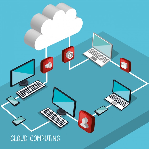 Free Vector cloud computing illustration 