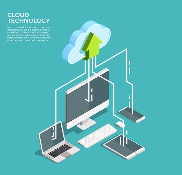 Cloud Computing Technology Isometric  