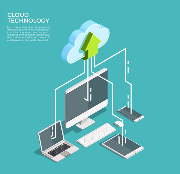 Cloud Computing Technology Isometric  