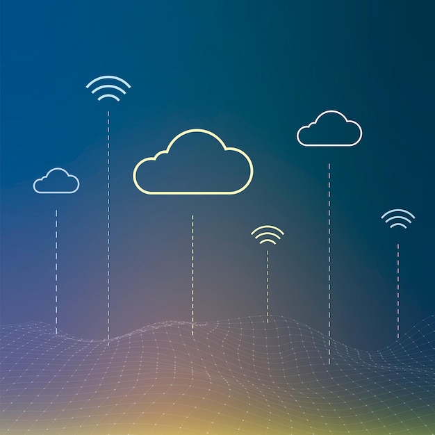 Free vector cloud network system background for social media post