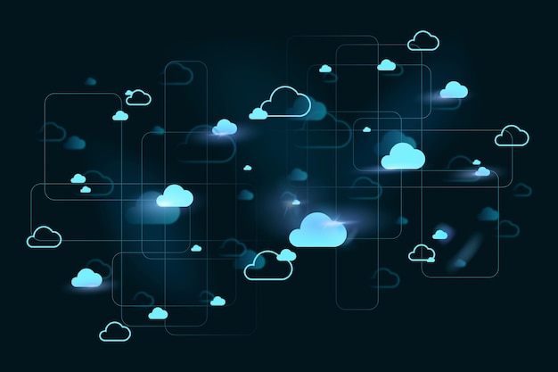 Free Vector cloud network system background vector for social media banner