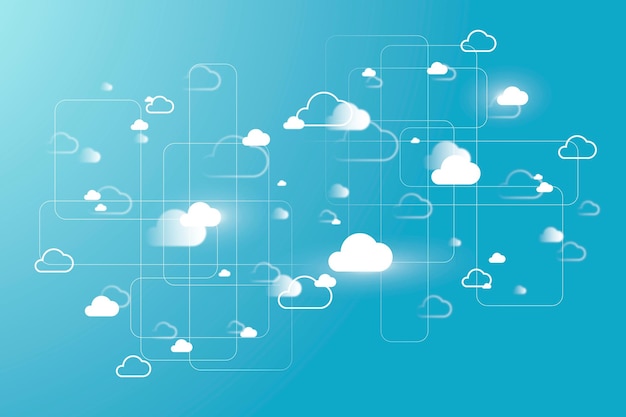 Free vector cloud network system background vector for social media banner