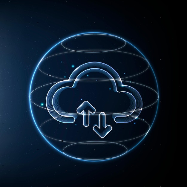 Free vector cloud network technology icon in blue on gradient background