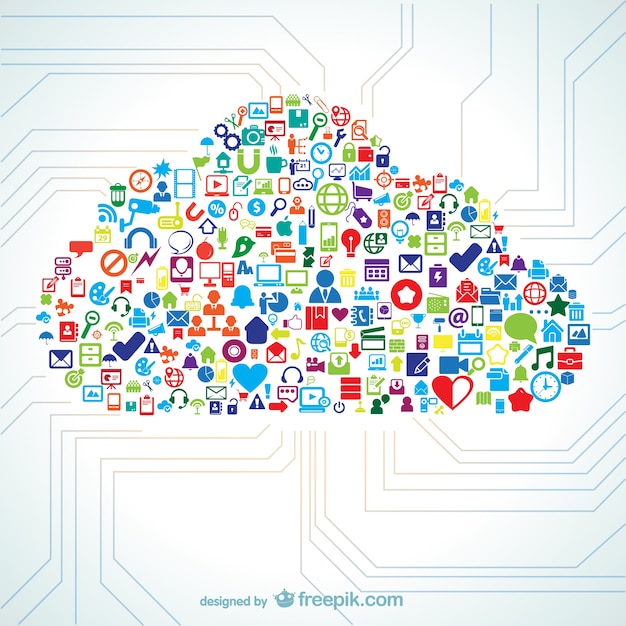 Free Vector cloud shape filled with icon vectors