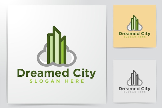 Cloud, Town, Dreamed city Logo Inspiration isolated on white background