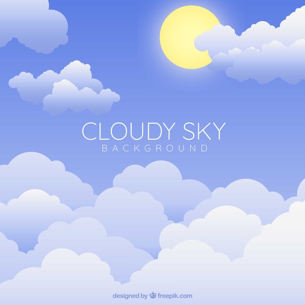 Cloudy sky background in flat design