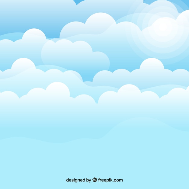 Cloudy sky background in flat style